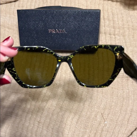 Prada Black and Green Sunglasses